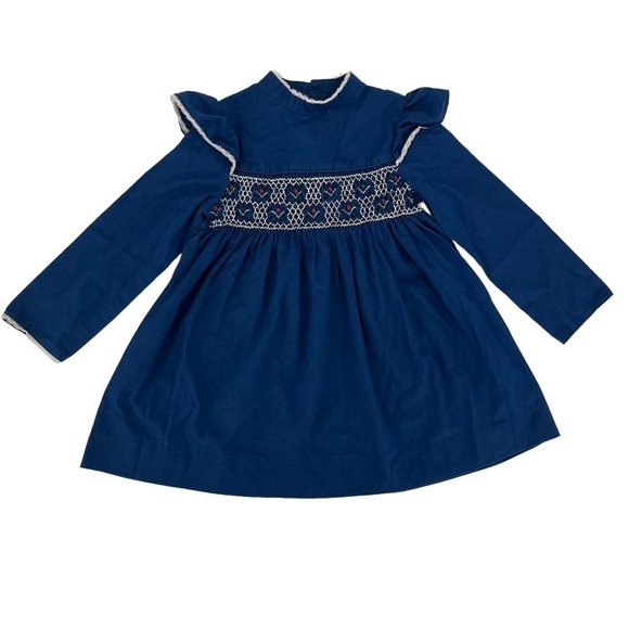 J. C. Penney Other - Vintage Girl’s Prairie Dress Smocked Floral JC Penney Navy Blue Size 6